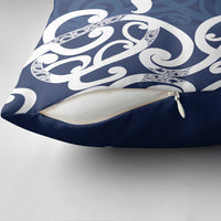 New Zealand Maori Mo Bros Pillow Cover Blue Ribbon With Koru Kowhaiwhai LT7 - Polynesian Pride
