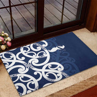 New Zealand Maori Mo Bros Rubber Doormat Blue Ribbon With Koru Kowhaiwhai LT7 - Polynesian Pride