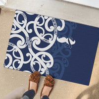 New Zealand Maori Mo Bros Rubber Doormat Blue Ribbon With Koru Kowhaiwhai LT7 - Polynesian Pride