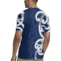 New Zealand Maori Mo Bros Rugby Jersey Blue Ribbon With Koru Kowhaiwhai LT7 - Polynesian Pride