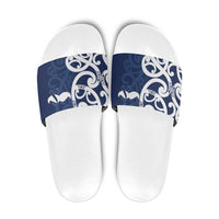 New Zealand Maori Mo Bros Slide Sandals Blue Ribbon With Koru Kowhaiwhai LT7 Blue - Polynesian Pride