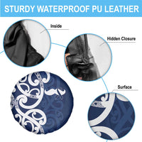 New Zealand Maori Mo Bros Spare Tire Cover Blue Ribbon With Koru Kowhaiwhai LT7 - Polynesian Pride