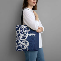 New Zealand Maori Mo Bros Tote Bag Blue Ribbon With Koru Kowhaiwhai LT7 - Polynesian Pride