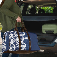 New Zealand Maori Mo Bros Travel Bag Blue Ribbon With Koru Kowhaiwhai LT7 - Polynesian Pride