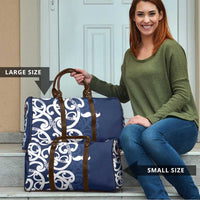 New Zealand Maori Mo Bros Travel Bag Blue Ribbon With Koru Kowhaiwhai LT7 - Polynesian Pride