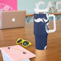 New Zealand Maori Mo Bros Tumbler With Handle Blue Ribbon With Koru Kowhaiwhai LT7 - Polynesian Pride