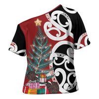 New Zealand Silver Fern Christmas Tree Cross Shoulder Shirt Meri Kirihimete LT7 - Polynesian Pride