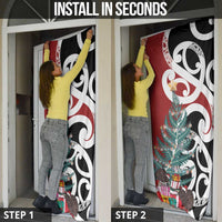 New Zealand Silver Fern Christmas Tree Door Cover Meri Kirihimete LT7 - Polynesian Pride