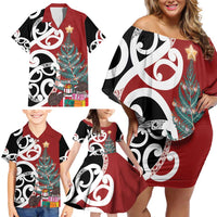 New Zealand Silver Fern Christmas Tree Family Matching Off Shoulder Short Dress and Hawaiian Shirt Meri Kirihimete LT7 - Polynesian Pride