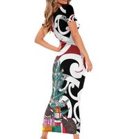New Zealand Silver Fern Christmas Tree Family Matching Short Sleeve Bodycon Dress and Hawaiian Shirt Meri Kirihimete LT7 - Polynesian Pride
