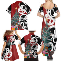 New Zealand Silver Fern Christmas Tree Family Matching Summer Maxi Dress and Hawaiian Shirt Meri Kirihimete LT7 - Polynesian Pride