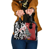 New Zealand Silver Fern Christmas Tree Shoulder Handbag Meri Kirihimete - Polynesian Pride