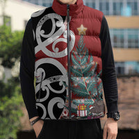 New Zealand Silver Fern Christmas Tree Sleeveless Puffer Jacket Meri Kirihimete - Polynesian Pride