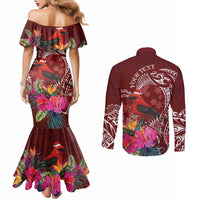 Personalized Samoa Meri Krisimasi Couples Matching Mermaid Dress and Long Sleeve Button Shirt Segasegamau'u Mix Siapo LT7 - Polynesian Pride
