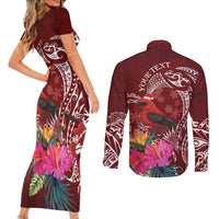 Personalized Samoa Meri Krisimasi Couples Matching Short Sleeve Bodycon Dress and Long Sleeve Button Shirt Segasegamau'u Mix Siapo LT7 - Polynesian Pride