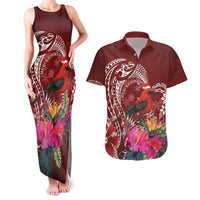 Personalized Samoa Meri Krisimasi Couples Matching Tank Maxi Dress and Hawaiian Shirt Segasegamau'u Mix Siapo LT7 Red - Polynesian Pride