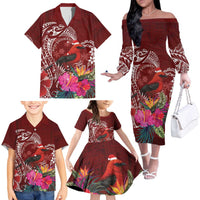 Personalized Samoa Meri Krisimasi Family Matching Off The Shoulder Long Sleeve Dress and Hawaiian Shirt Segasegamau'u Mix Siapo LT7 - Polynesian Pride