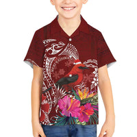 Personalized Samoa Meri Krisimasi Family Matching Summer Maxi Dress and Hawaiian Shirt Segasegamau'u Mix Siapo LT7 Son's Shirt Red - Polynesian Pride