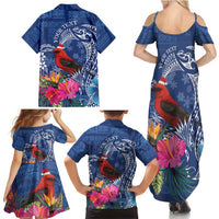 Personalized Samoa Christmas Family Matching Summer Maxi Dress and Hawaiian Shirt Cardinal Honeyeater Mix Siapo LT7 - Polynesian Pride