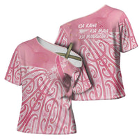 Breast Cancer Awareness Maori Cross Shoulder Shirt Kia Kaha Kia Maia Kia Manawanui LT7 - Polynesian Pride