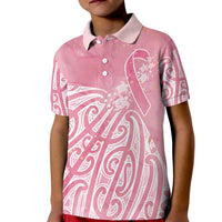 Breast Cancer Awareness Maori Kid Polo Shirt Kia Kaha Kia Maia Kia Manawanui LT7 Kid Pink - Polynesian Pride