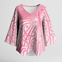 Breast Cancer Awareness Maori Kimono Sleeve Blouse Kia Kaha Kia Maia Kia Manawanui LT7 Female Pink - Polynesian Pride