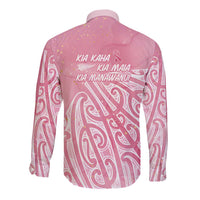 Breast Cancer Awareness Maori Long Sleeve Button Shirt Kia Kaha Kia Maia Kia Manawanui LT7 - Polynesian Pride