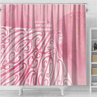 Breast Cancer Awareness Maori Shower Curtain Kia Kaha Kia Maia Kia Manawanui LT7 - Polynesian Pride