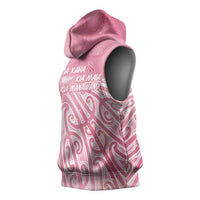 Breast Cancer Awareness Maori Sleeveless Hoodie Kia Kaha Kia Maia Kia Manawanui LT7 - Polynesian Pride
