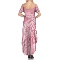 Breast Cancer Awareness Maori Summer Maxi Dress Kia Kaha Kia Maia Kia Manawanui LT7 - Polynesian Pride