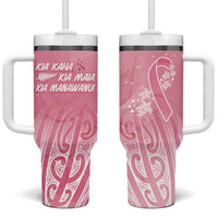Breast Cancer Awareness Maori Tumbler With Handle Kia Kaha Kia Maia Kia Manawanui LT7 One Size: 40 oz Pink - Polynesian Pride