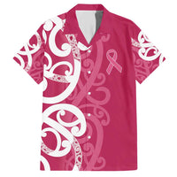 Breast Cancer Awareness Maori Family Matching Short Sleeve Bodycon Dress and Hawaiian Shirt Koru Kowhaiwhai LT7 Dad's Shirt - Short Sleeve Pink - Polynesian Pride