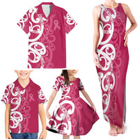 Breast Cancer Awareness Maori Family Matching Tank Maxi Dress and Hawaiian Shirt Koru Kowhaiwhai LT7 - Polynesian Pride
