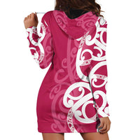 Breast Cancer Awareness Maori Hoodie Dress Koru Kowhaiwhai LT7 - Polynesian Pride