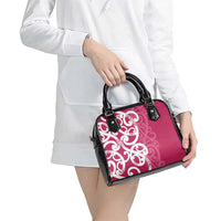 Breast Cancer Awareness Maori Shoulder Handbag Koru Kowhaiwhai - Polynesian Pride