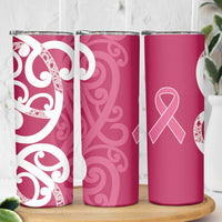 Breast Cancer Awareness Maori Skinny Tumbler Koru Kowhaiwhai LT7 - Polynesian Pride