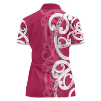 Breast Cancer Awareness Maori Women Polo Shirt Koru Kowhaiwhai LT7 - Polynesian Pride