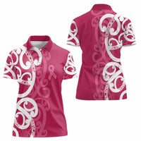 Breast Cancer Awareness Maori Women Polo Shirt Koru Kowhaiwhai LT7 - Polynesian Pride