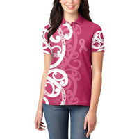 Breast Cancer Awareness Maori Women Polo Shirt Koru Kowhaiwhai LT7 - Polynesian Pride