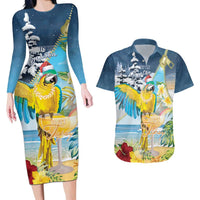 Funny Tropical Christmas Couples Matching Long Sleeve Bodycon Dress and Hawaiian Shirt Tis The Season To Get Tipsy LT7 Colorful - Polynesian Pride