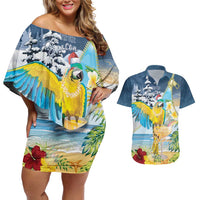 Funny Tropical Christmas Couples Matching Off Shoulder Short Dress and Hawaiian Shirt Tis The Season To Get Tipsy LT7 Colorful - Polynesian Pride