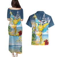 Funny Tropical Christmas Couples Matching Puletasi and Hawaiian Shirt Tis The Season To Get Tipsy LT7 - Polynesian Pride