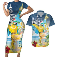 Funny Tropical Christmas Couples Matching Short Sleeve Bodycon Dress and Hawaiian Shirt Tis The Season To Get Tipsy LT7 Colorful - Polynesian Pride