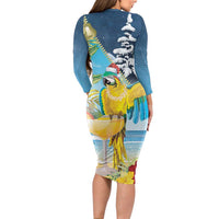 Funny Tropical Christmas Long Sleeve Bodycon Dress Tis The Season To Get Tipsy LT7 - Polynesian Pride