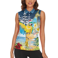 Funny Tropical Christmas Women Sleeveless Polo Shirt Tis The Season To Get Tipsy LT7 - Polynesian Pride