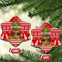 Hawaii Pineapple Christmas Ceramic Ornament Mele Kalikimaka LT7 Snow Flake Red - Polynesian Pride