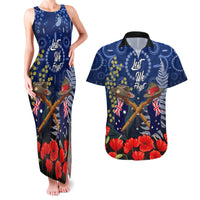 Anzac Couples Matching Tank Maxi Dress and Hawaiian Shirt Australia Aboriginal Mix New Zealand Slouch Hats LT7 Blue - Polynesian Pride