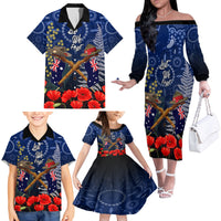 Anzac Family Matching Off Shoulder Long Sleeve Dress and Hawaiian Shirt Australia Aboriginal Mix New Zealand Slouch Hats LT7 - Polynesian Pride