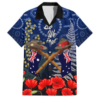 Anzac Family Matching Tank Maxi Dress and Hawaiian Shirt Australia Aboriginal Mix New Zealand Slouch Hats LT7 Dad's Shirt - Short Sleeve Blue - Polynesian Pride