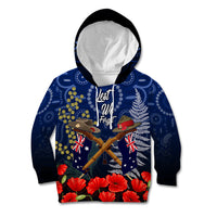 Anzac Kid Hoodie Australia Aboriginal Mix New Zealand Slouch Hats LT7 Hoodie Blue - Polynesian Pride